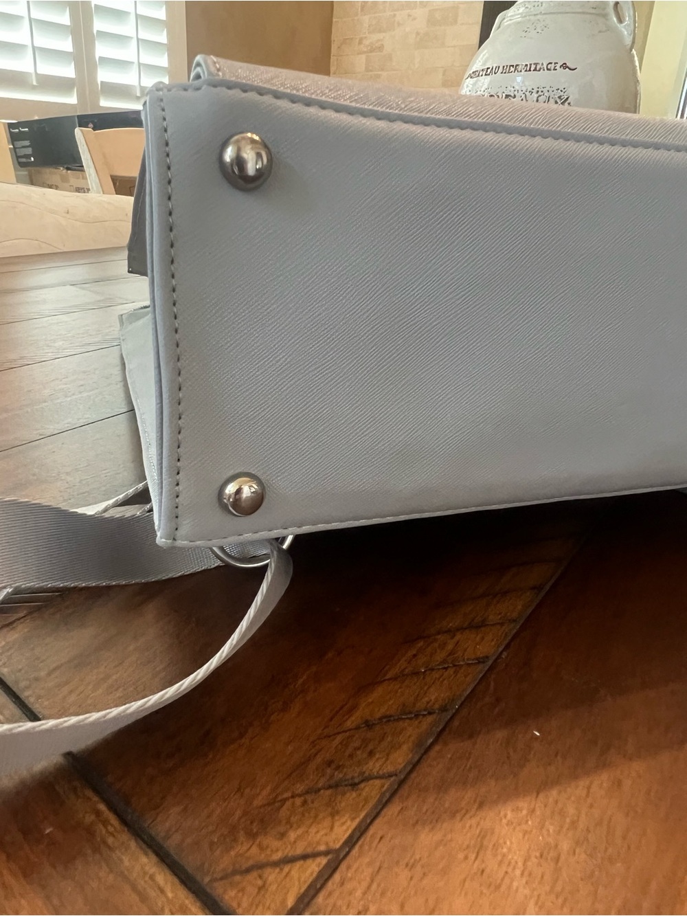 Samsonite Light Gray Structured Leather Backpack - Picture 8 of 12